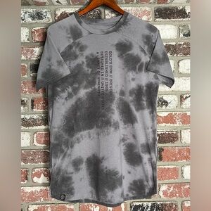 Men’s Official Gold’s Gym “A Legacy of Strength” Purple Grey Tie Dye Workout Tee